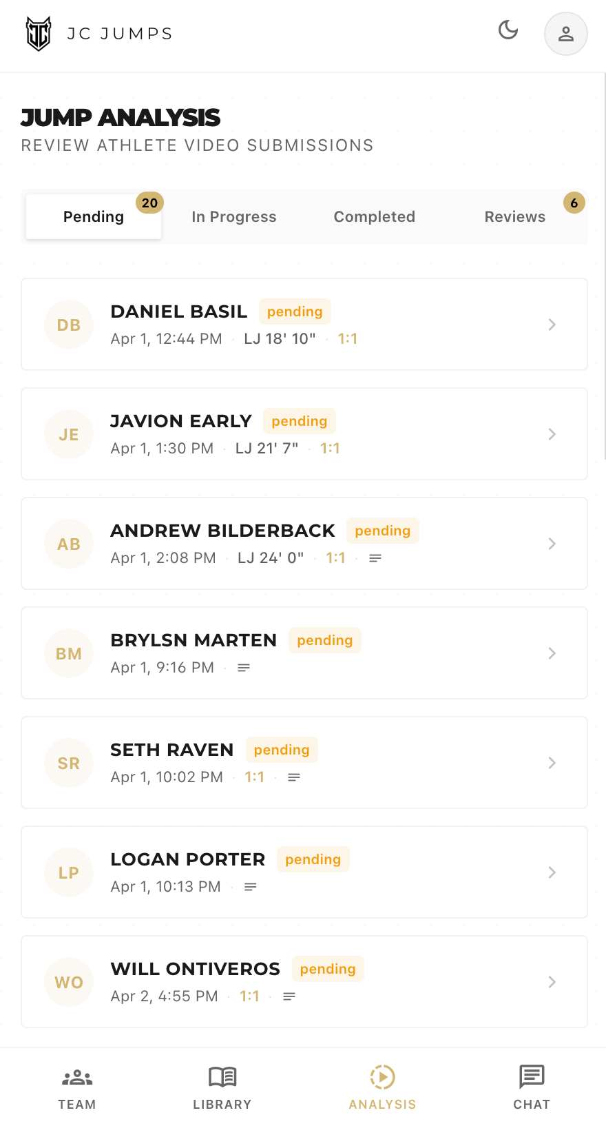 Coach analysis inbox