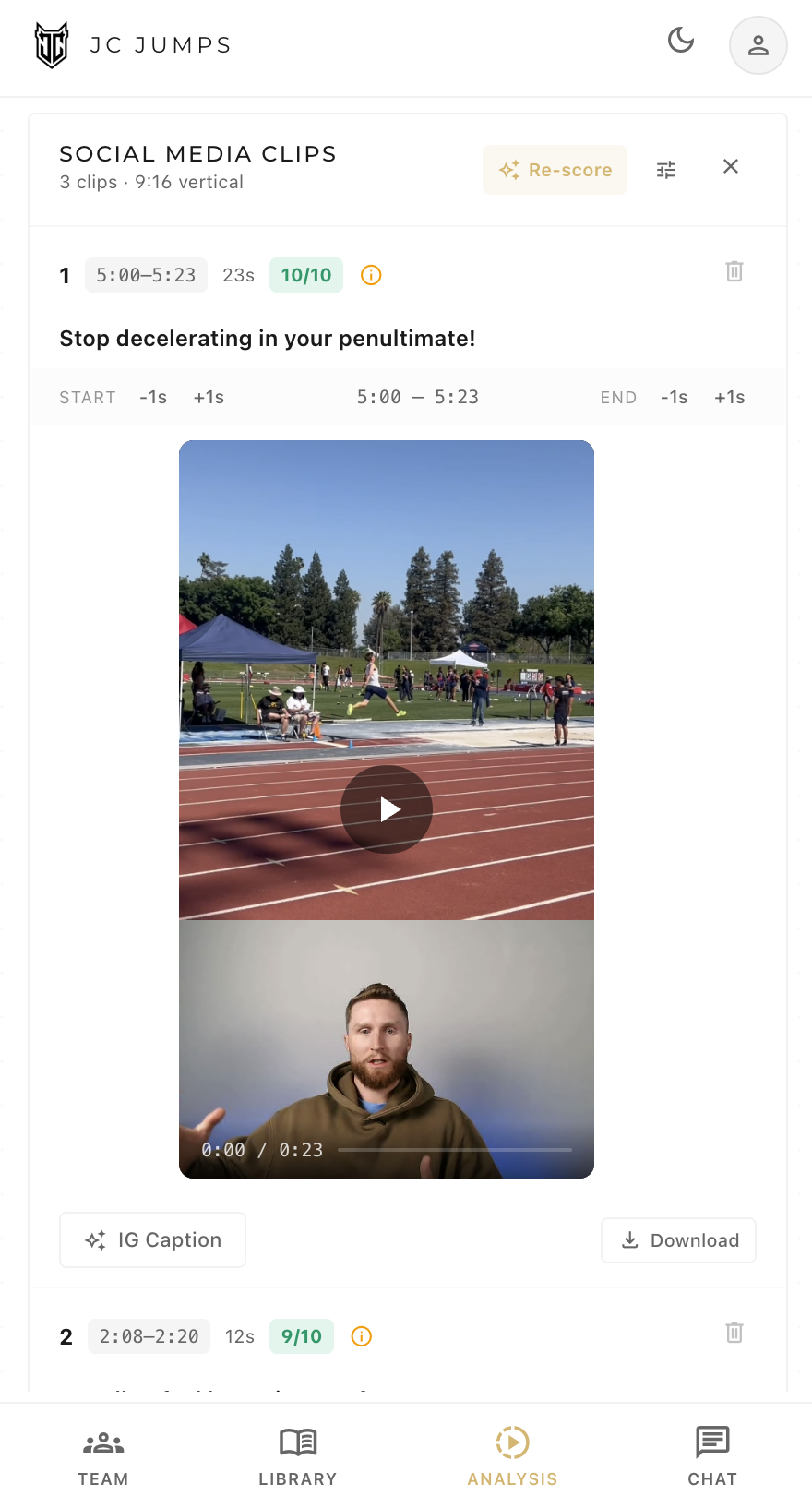 Social media clips panel